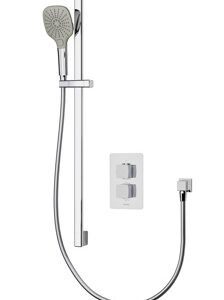 Aqualisa Dream DCV Square Thermostatic Single Outlet Mixer Shower with Riser Rail - Chrome