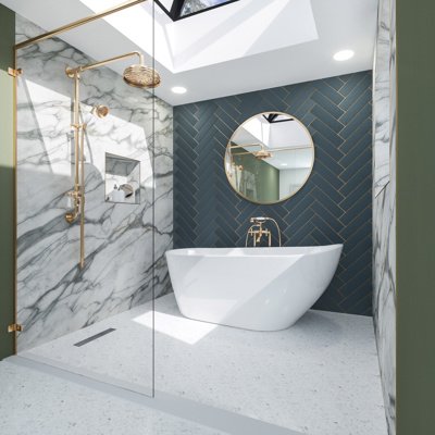 Trojan Emerald Ended Twin Skin Slipper Bath x White