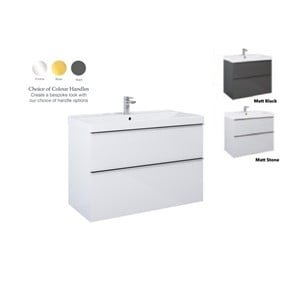 LOOK MODULAR BASIN UNIT 100 2 DRWR MATT BLACK WALL HUNG D-45