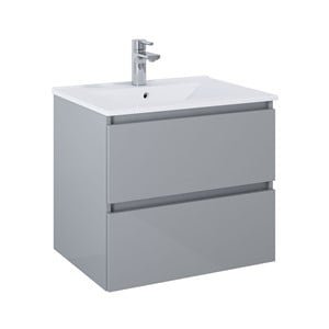 60CM SUSSEX 2 DRAWER BASIN UNIT GLOSS LIGHT GREY
