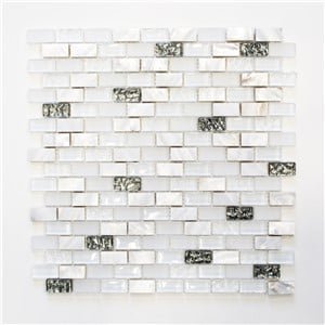 NB17417 SHERATON WHITE GLASS SEASHELL MOSAIC 300X285