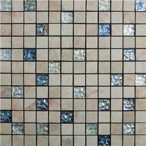 NB19166 AEGEAN MOSAIC SILVER SAPPHIRE ST GLASS 300X300 SHEET