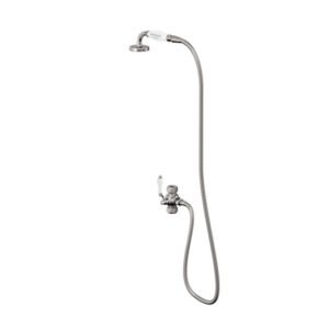 Burlington Ceramic Telephone Handset, Hose & Diverter - Chrome/White