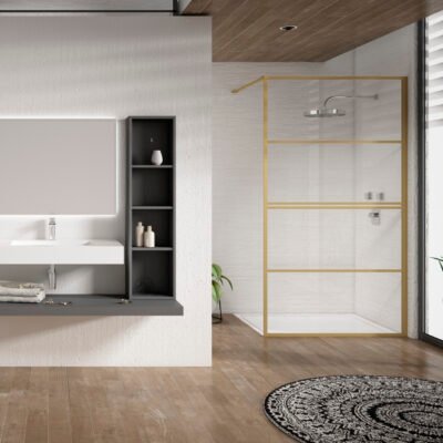 Aquaglass Velar+ Brass Clear Walk-in