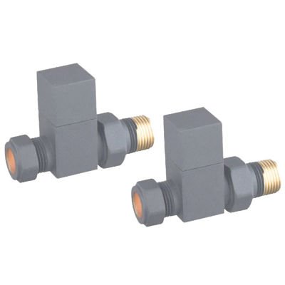 Cubic Square Radiator Valve Pack Pairs RAL7012