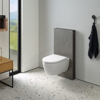Geberit Monolith for Wall-Hung WC, 101cmH, Slate Stoneware & Brushed Black Chrome