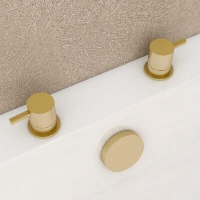 Ravine deck mounted cold/hot shut off valve in Brushed Brass