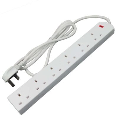 6G+2M INDIVIDUAL SWITCHED EXTENSION LEAD SOCKET,WHI