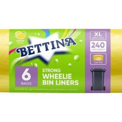 BETTINA 6pc Strong Wheelie Bin Liners 240 litre capacity